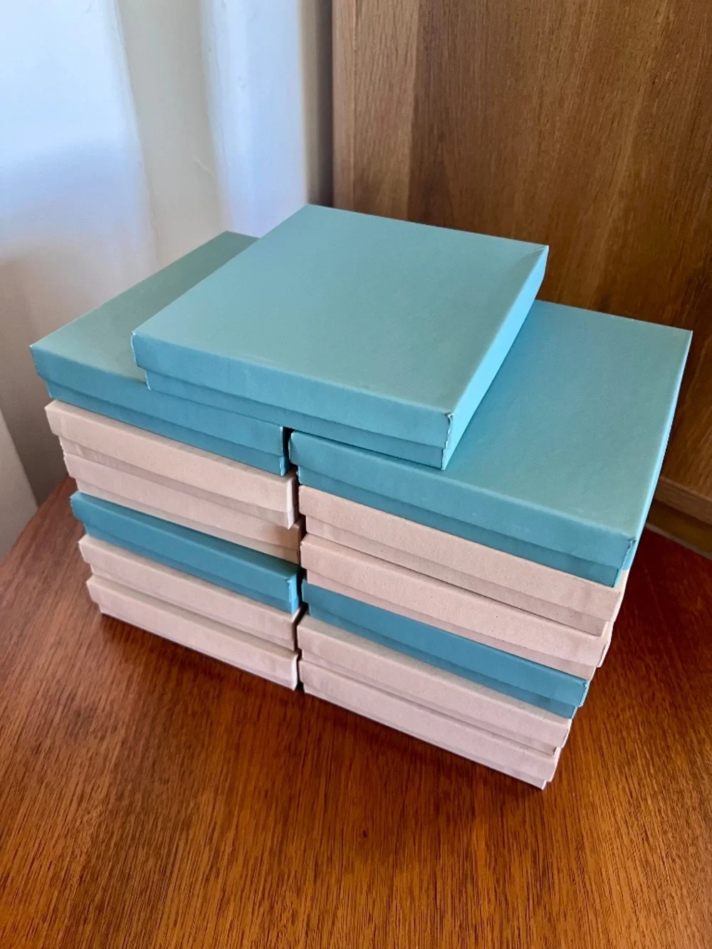 Qty 13 Brown & Aqua Cotton-Filled Jewelry Gift Boxes 5